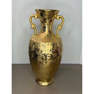 Vintage Dixon Art Studio Weeping 22K Gold Vase with Two Handles Made in the USA